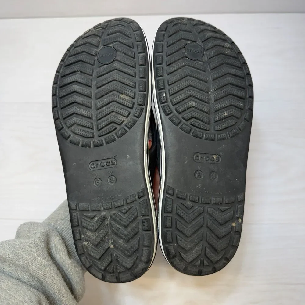 Crocs Bayaband Thong Flip‎ Flops Unisex Size 6M/8W Black Leather Casual Comfort